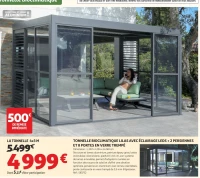 TONNELLE BIOCLIMATIQUE LILAS AVEC ÉCLAIRAGE LEDS + 2 PERSIENNES ET 8 PORTES EN VERRE TREMPÉ