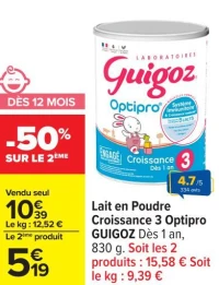 lait en poudre croissance