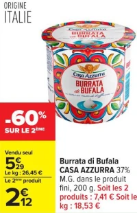 Burrata di Bufala CASA AZZURRA 37% M.G
