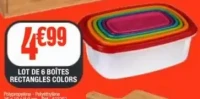 LOT DE 6 BOÎTES RECTANGLES COLORS