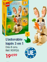 L'adorable lapin 3 en 1 LEGO Creator