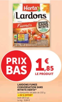 Lardons fumés conservation sans nitrite Herta