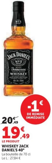 WHISKEY JACK DANIEL'S TENNESSEE 40°