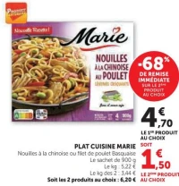 NOUILLES À LA CHINOISE AU POULET / PLAT CUISINE MARIE Nouilles à la chinoise ou filet de poulet Basquaise