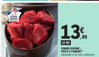 VIANDE BOVINE : PIÈCE À FONDUE