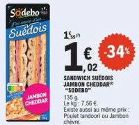 SANDWICH SU DOIS JAMBON CHEDDAR(2) "SODEBO"