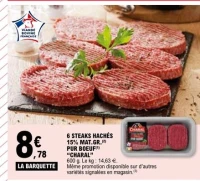 6 STEAKS HACH  S 15% MAT.GR. PUR BOEUF "CHARAL"