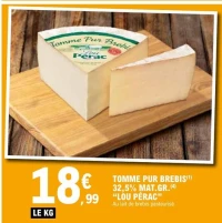 TOMME PUR BREBIS(1) 32,5% MAT.GR.(4) ‘LOU P RAC’