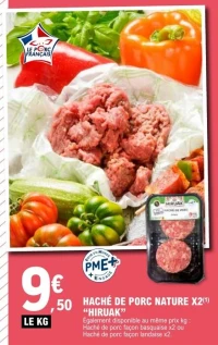 HACHÉ DE PORC NATURE X2 "HIRUAK"