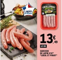 SAUCISSE DE LAPIN X10 "LOEUL ET PIRIOT"