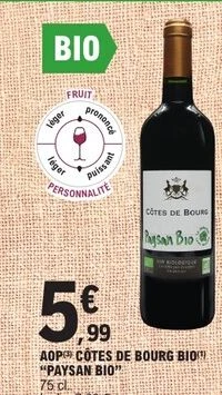 AOP CÔTES DE BOURG BIO "PAYSAN BIO"