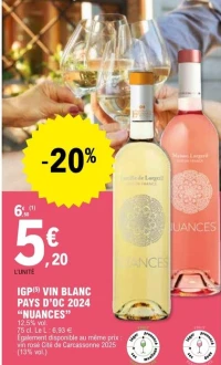 IGP(5) VIN BLANC PAYS D'OC 2024 "NUANCES"