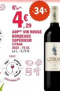 AOP VIN ROUGE BORDEAUX SUPÉRIEUR CITRAN