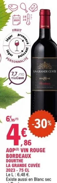 AOP VIN ROUGE BORDEAUX DOURTHE LA GRANDE CUVÉE