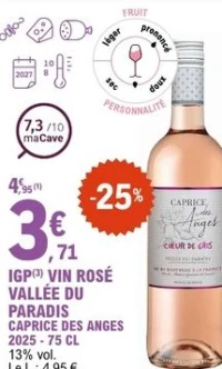 IGP(3) VIN ROSÉ VALLÉE DU PARADIS CAPRICE DES ANGES