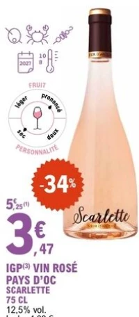 IGP(3) VIN ROSÉ PAYS D'OC SCARLETTE
