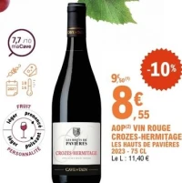 AOP(2) VIN ROUGE CROZES-HERMITAGE LES HAUTS DE PAVIRES