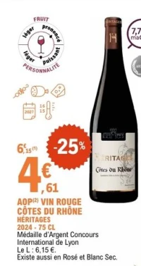 AOP(2) VIN ROUGE CÔTES DU RHÔNE HÉRITAGES