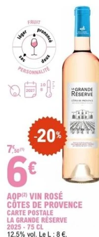 AOP VIN ROSÉ CÔTES DE PROVENCE CARTE POSTALE LA GRANDE RÉSERVE