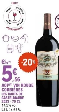 AOP(2) VIN ROUGE CORBIRES LES HAUTS DE CASTELMAURE