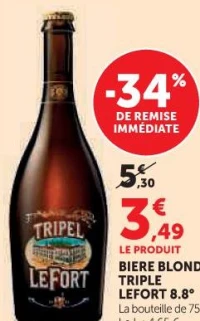 BIERE BLONDE TRIPLE LEFORT 8.8°