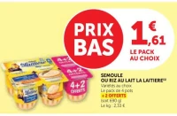 SEMOULE OU RIZ AU LAIT LA LAITIERE (Variétés au choix)