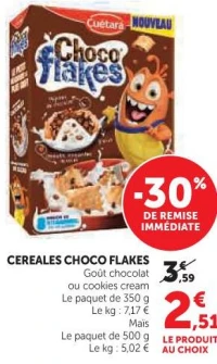 CEREALES CHOCO FLAKES (Goût chocolat ou cookies cream)