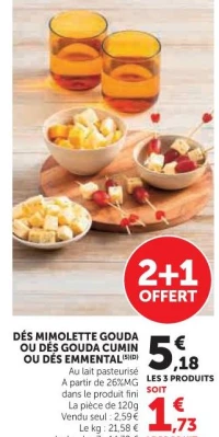 Dés Mimolette Gouda ou Dés Gouda Cumin ou Dés Emmental