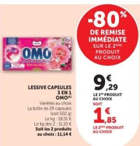 LESSIVE CAPSULES 3 EN 1 OMO (différentes variétés)