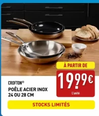 CROFTON® POÊLE ACIER INOX 24 OU 28 CM