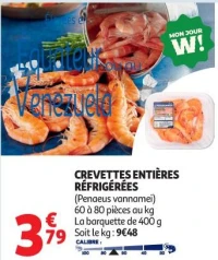 CREVETTES ENTIÈRES RÉFRIGÉRÉES