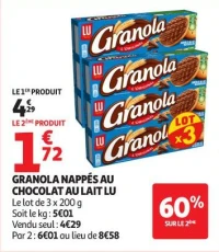 GRANOLA NAPPÉS AU CHOCOLAT AU LAIT LU