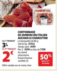 CHIFFONADE DE JAMBON CRUITALIEN AUCHAN LE CHARCUTIER