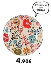 Assiette dessert «Jaipur» 20 cm multicolore en grès