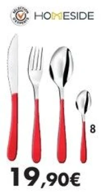 Ménagère 24 pièces «Margaux rouge» en inox