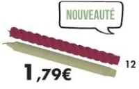 Lot de 2 bougies chandelier «Sauvage» 1 bougie couleur et 1 bougie torsadée