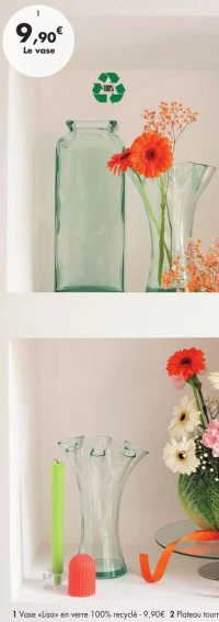 Vase "Lisa" en verre 100% recycl 