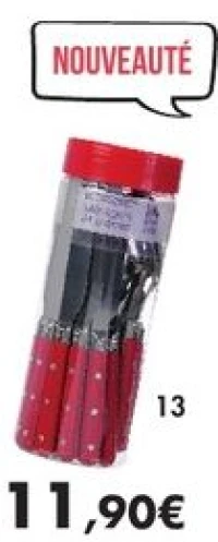 Ménagère 24 pièces «Troquet rouge» en inox