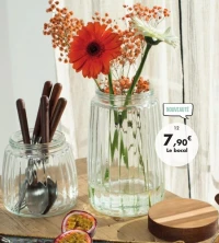 Bocal &Oslash;13 x 21,5 cm en verre avec couvercle en bois