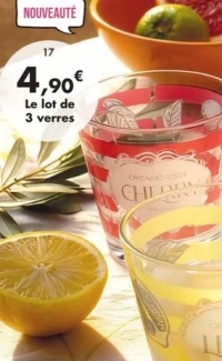 Lot de 3 verres «Season» en verre - 3 décors différents 25cl