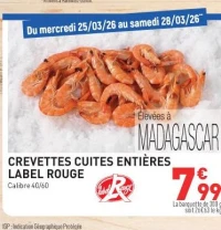 CREVETTES CUITES ENTIÈRES LABEL ROUGE