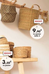 Panier de rangement rond taille S en jacinthe d'eau