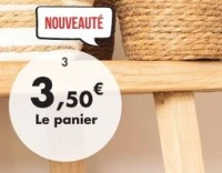 Panier de rangement en jonc de mer tress et coton blanc