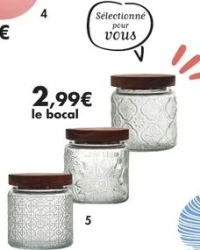 Bocal en verre à reliefs 50cl avec couvercle acacia