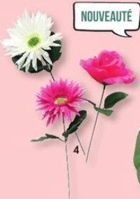 Tige 65 cm Gerbera rose / Gerbera blanc / Rose