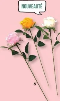 Tige bouton de rose 62 cm jaune / blanche / rose