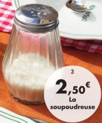 Soupoudreuse en verre et bouchon inox