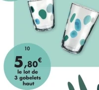 Lot de 3 verres 40cl «Aura» 3 décors différents en verre