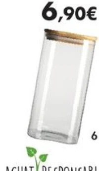 Bocal carré haut 1,5 L en verre avec couvercle bambou