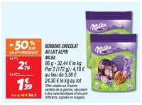 Bonbons  chocolat au lait alpin